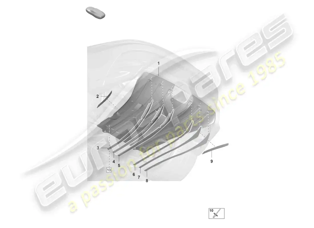 porsche 2023 (992-1 gt3/rs/st) moldura de bajos difusor trasero piezas individuales diagrama de piezas
