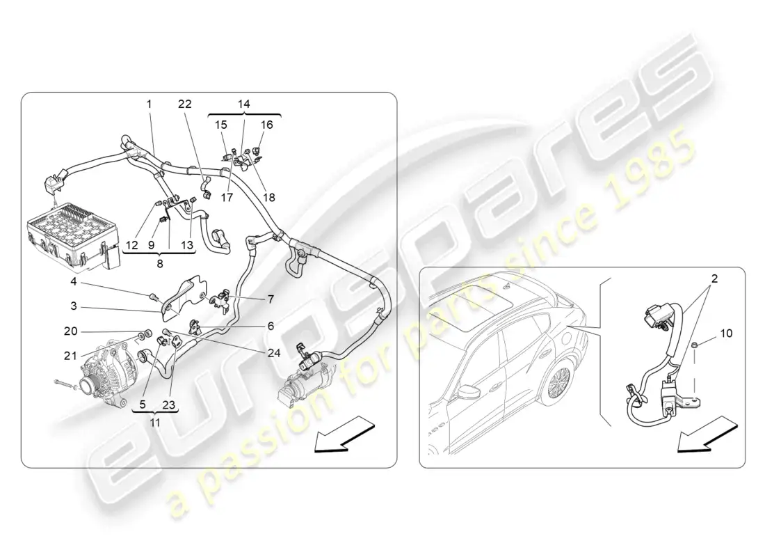 maserati levante (2020) cableado principal diagrama de piezas