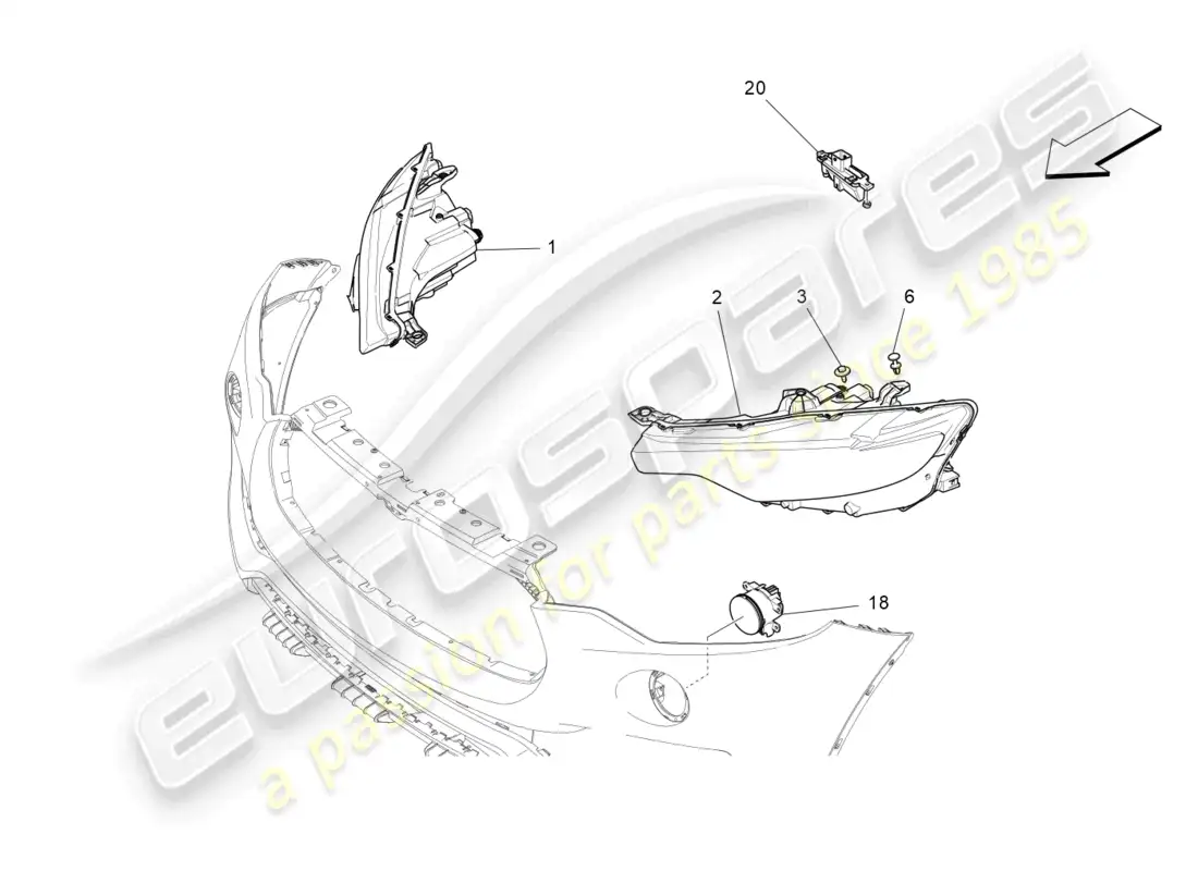 maserati levante modena (2022) grupos de faros diagrama de piezas