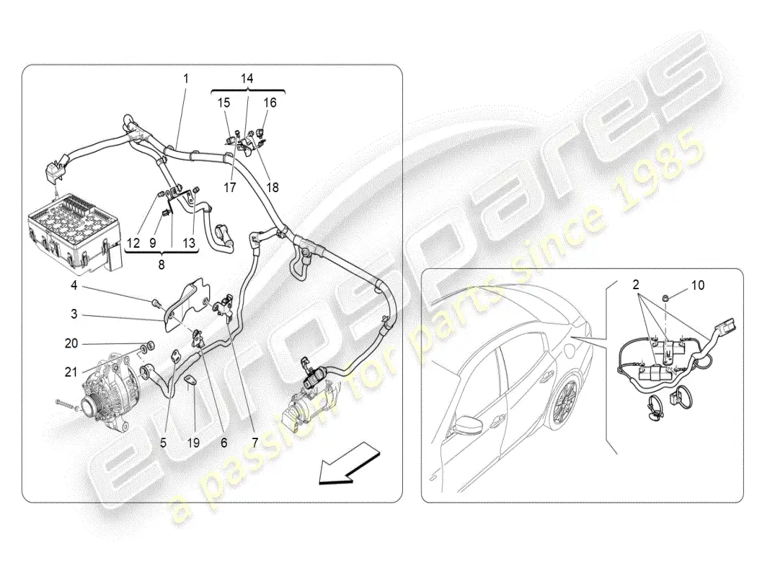 maserati ghibli (2019) diagrama de piezas de cableado principal