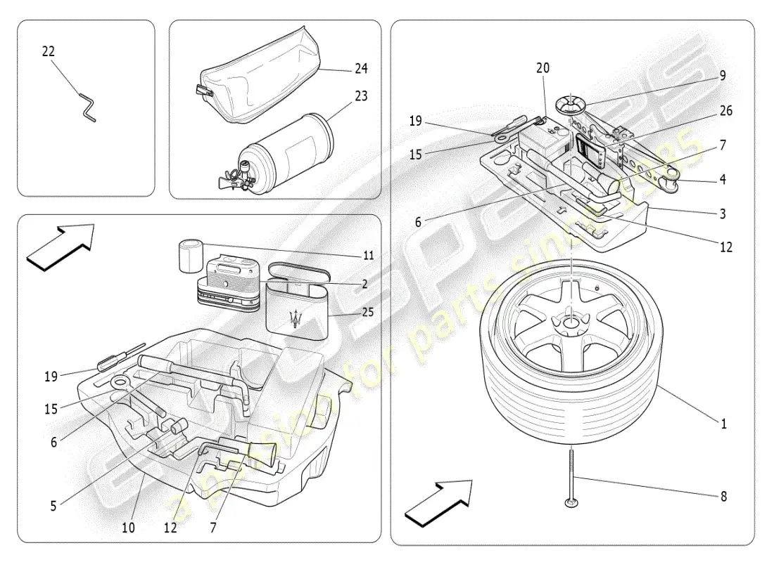 maserati ghibli (2019) estándar proporcionado diagrama de piezas