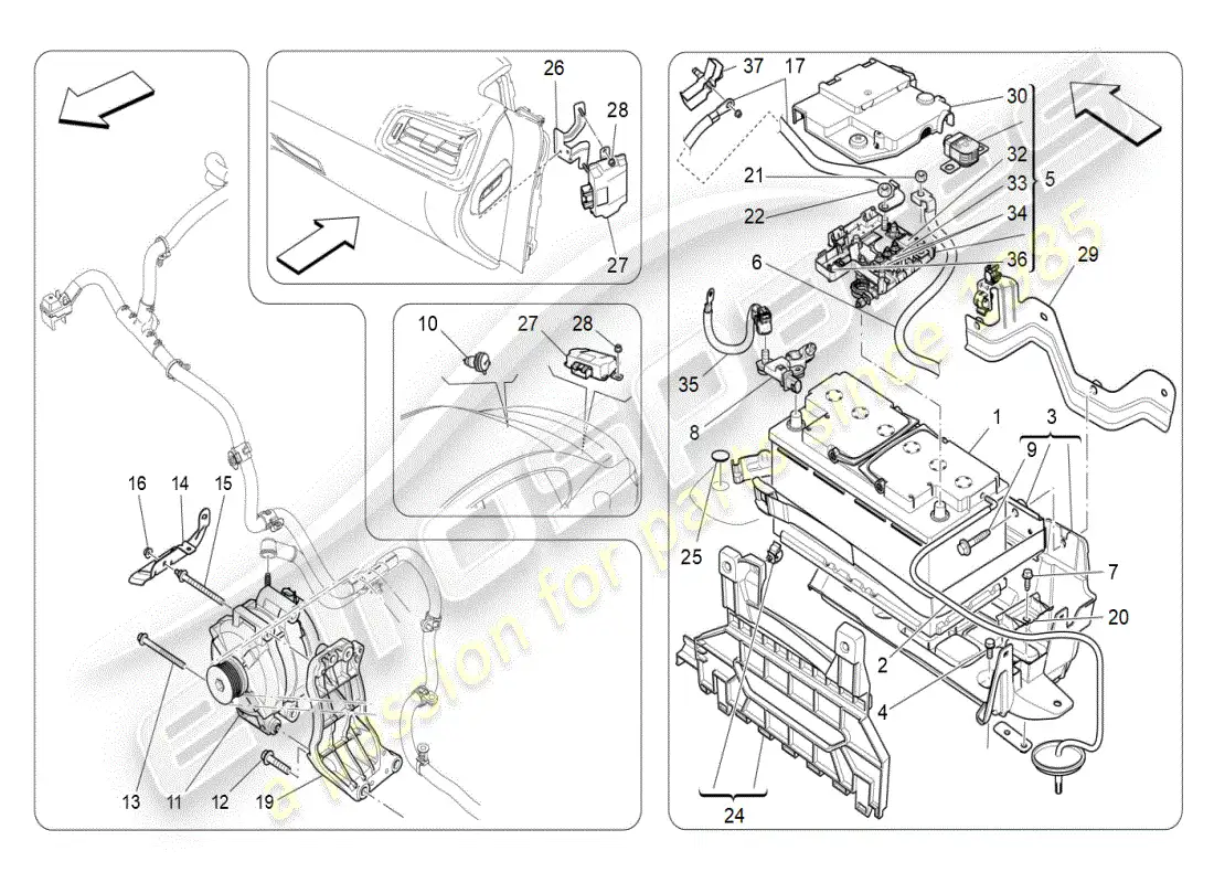 maserati ghibli (2019) energy generation and accumulation diagrama de piezas