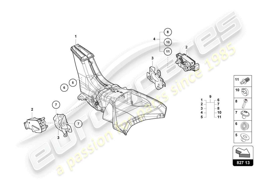 lamborghini 2019 (lp770-4 svj roadster) piezas de accesorio aerodinámico trasero diagrama de piezas