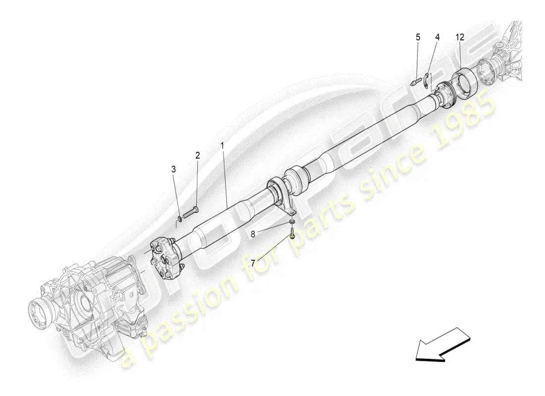 maserati ghibli (2019) eje de transmisión diagrama de piezas