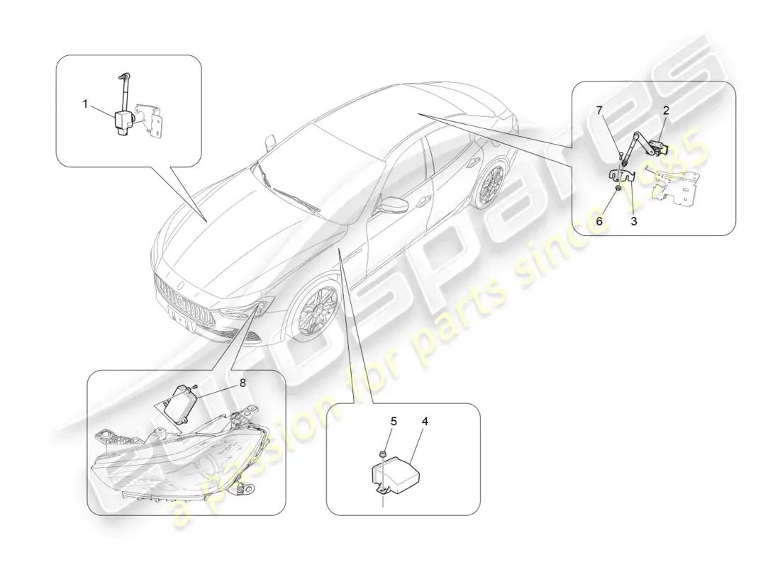 maserati ghibli (2016) control del sistema de iluminación diagrama de piezas