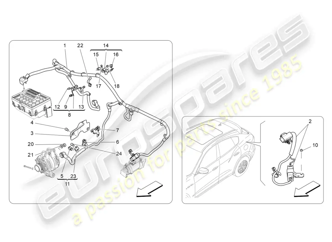 maserati levante tributo (2021) cableado principal diagrama de piezas