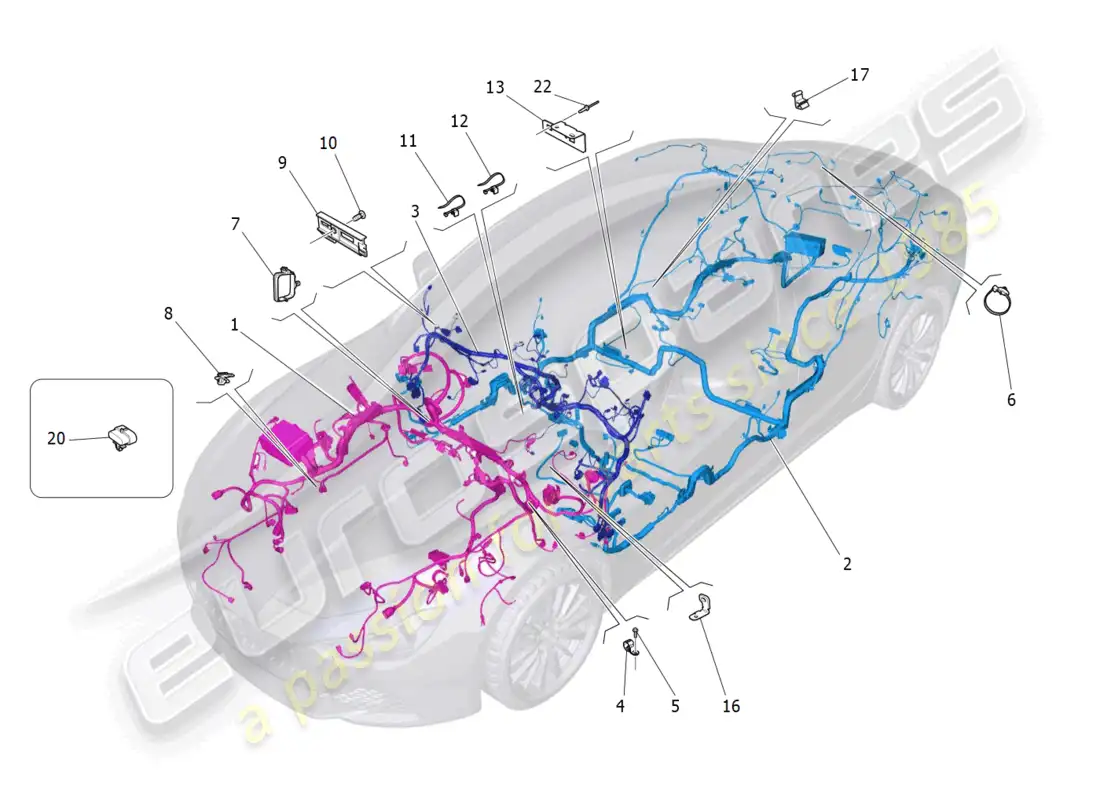 maserati ghibli fragment (2022) cableado principal diagrama de piezas