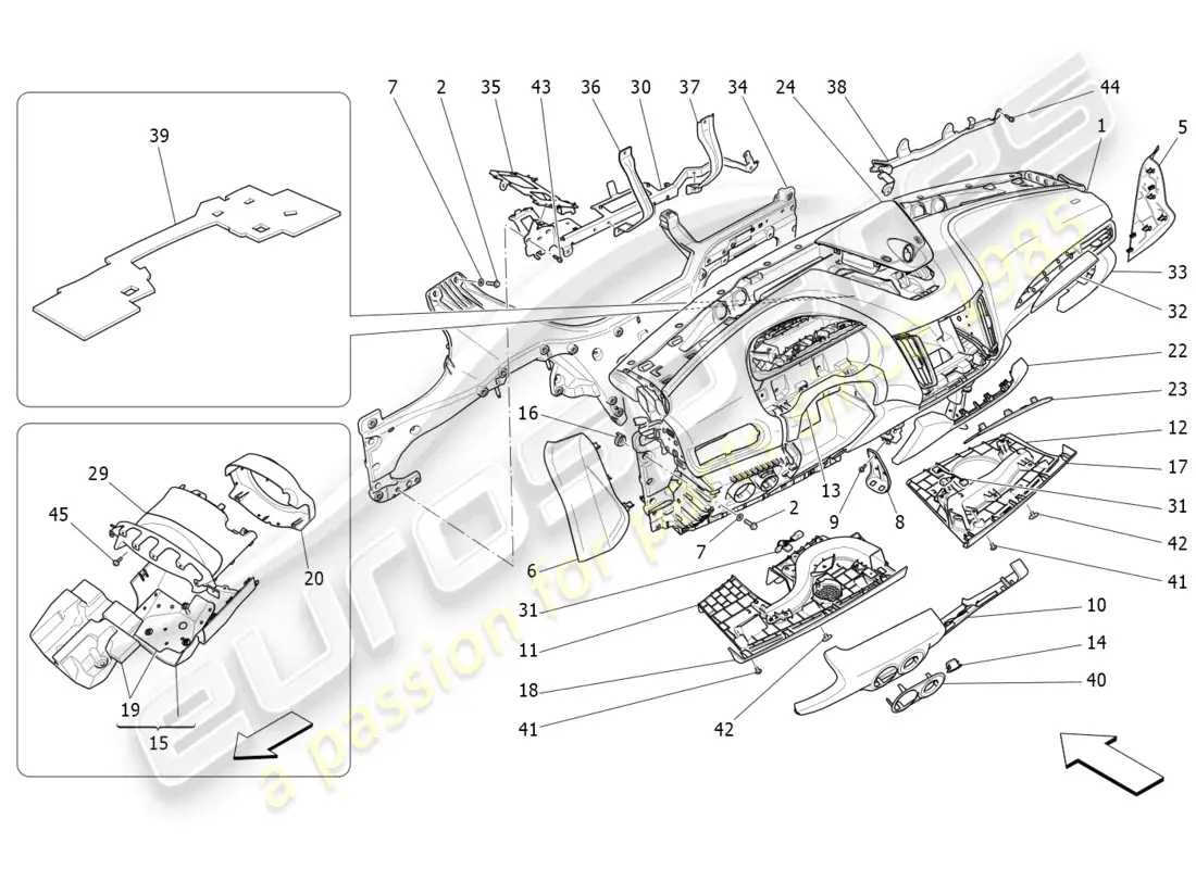 maserati levante (2017) unidad de tablero diagrama de piezas