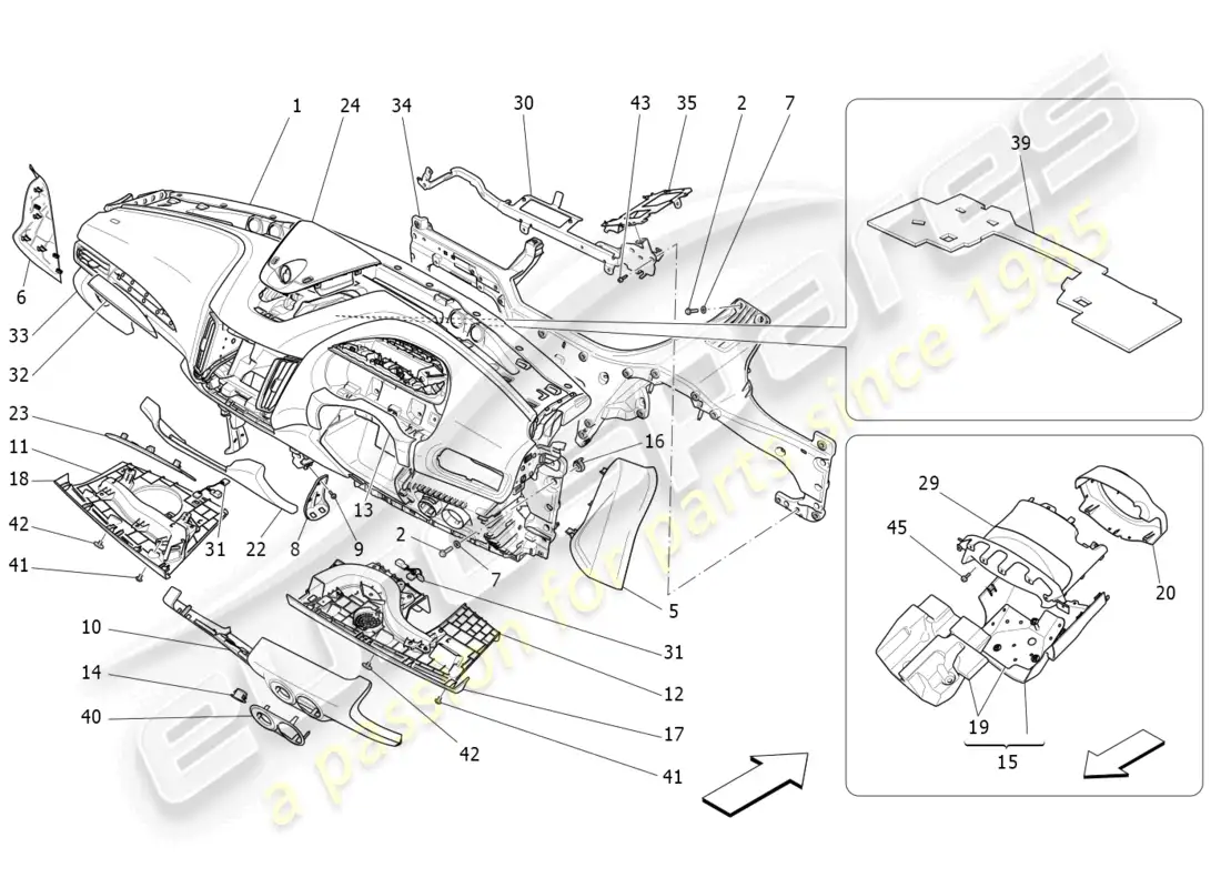 maserati levante (2017) unidad de tablero diagrama de piezas