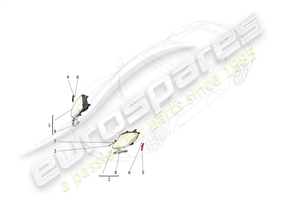 maserati mc20 cielo (2023) grupos de faros diagrama de piezas