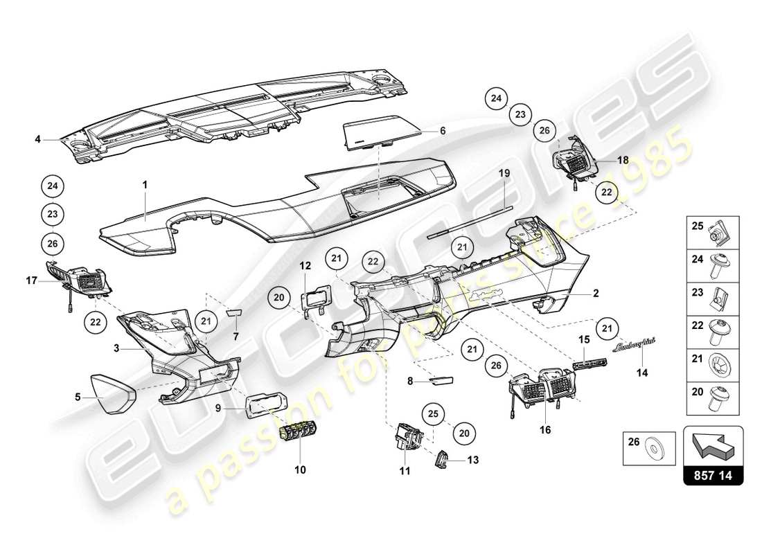 lamborghini sian (2020) panel diagrama de piezas