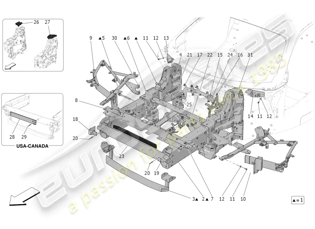 maserati mc20 cielo (2023) chasis delantero diagrama de piezas