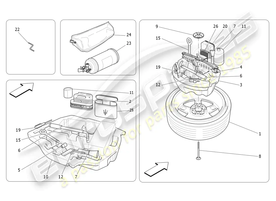 maserati ghibli fragment (2022) estándar proporcionado diagrama de piezas