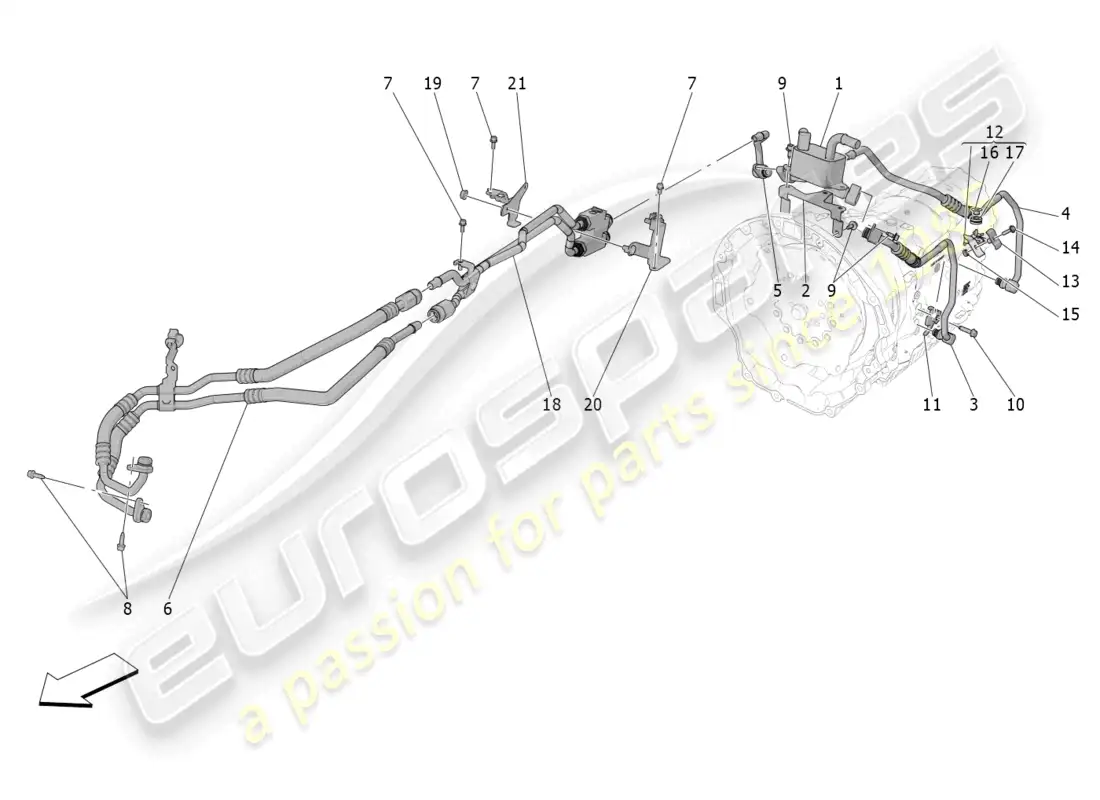 maserati grecale trofeo (2023) lubricación y refrigeración del aceite de la caja de cambios diagrama de piezas
