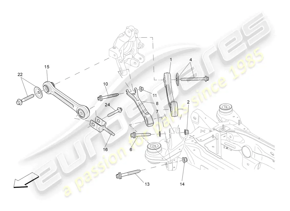 maserati levante modena s (2022) rear suspension diagrama de piezas