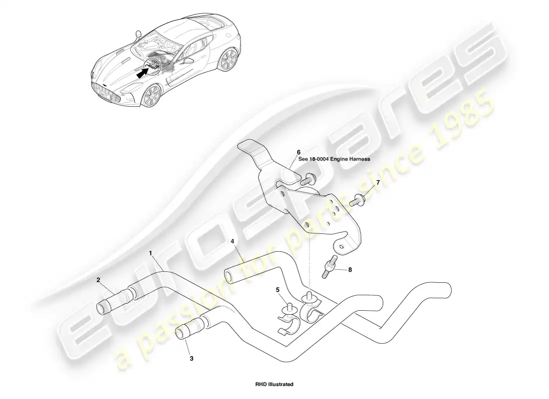 aston martin one-77 (2011) mangueras de refrigerante diagrama de piezas