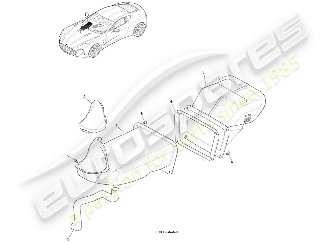 aston martin one-77 (2011) conductos de entrada de aire diagrama de piezas