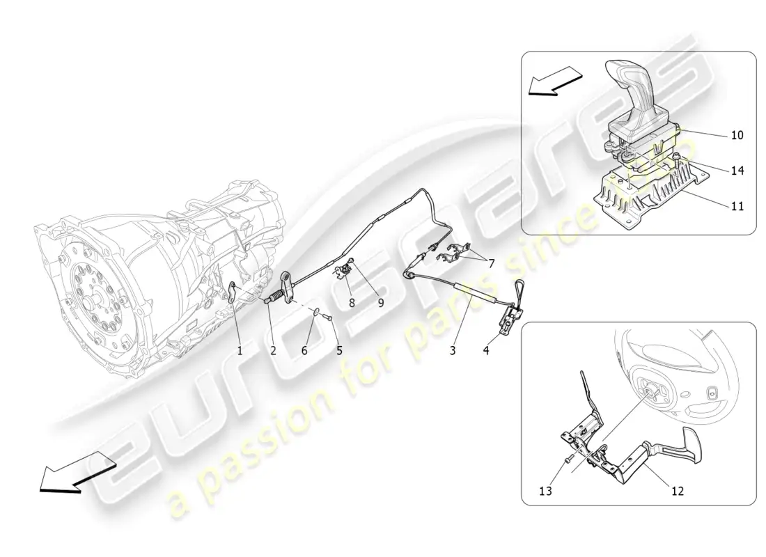 maserati ghibli fragment (2022) controles del conductor para caja de cambios automática. diagrama de piezas