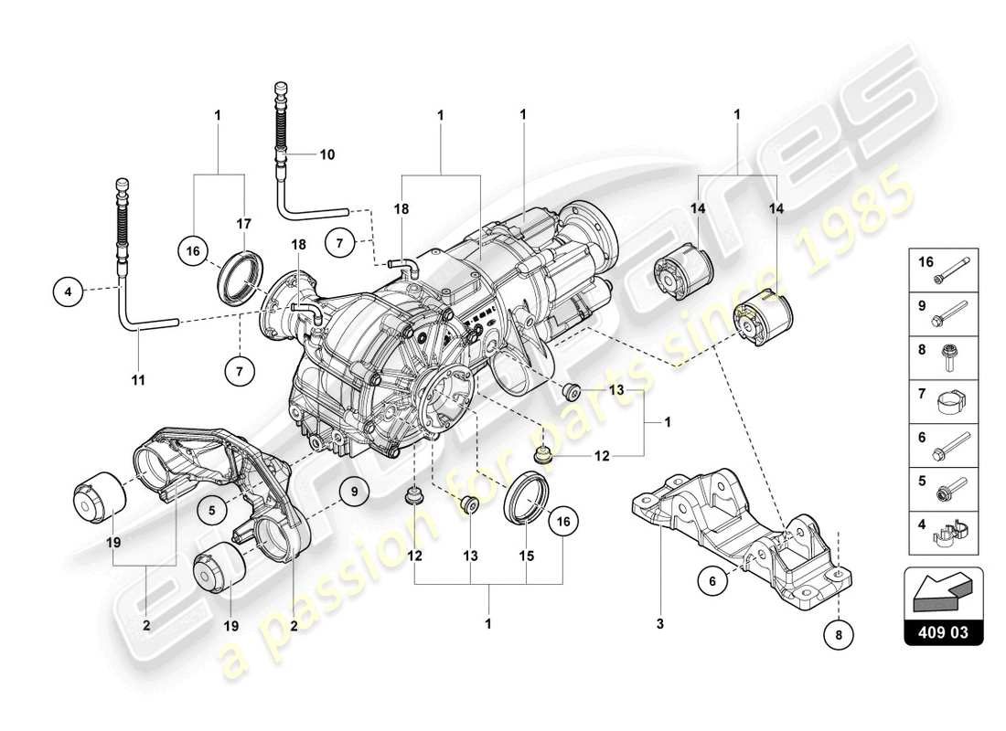 lamborghini lp740-4 s coupe (2017) diferencial del eje delantero con embrague visco diagrama de piezas