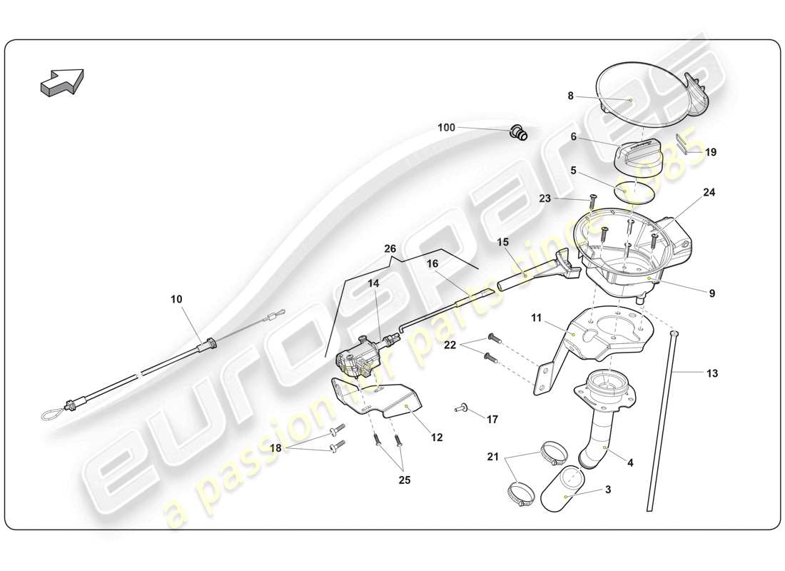 lamborghini super trofeo (2009-2014) fuel system diagrama de piezas