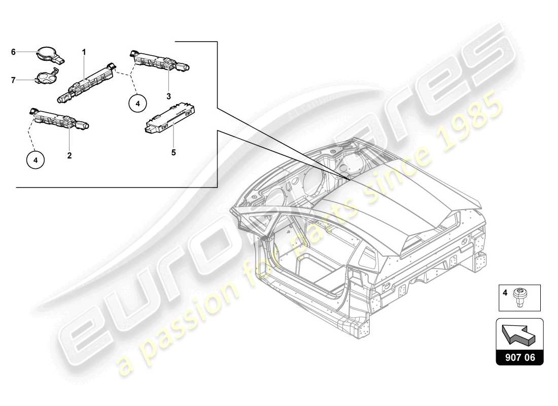lamborghini 2014 (lp720-4 coupe 50) diagrama de pieza aérea
