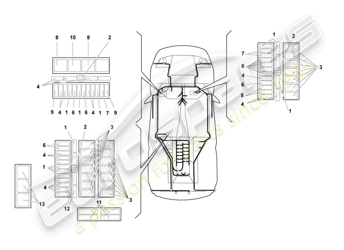 lamborghini murcielago coupe (2003) diagrama de piezas de electricidad central