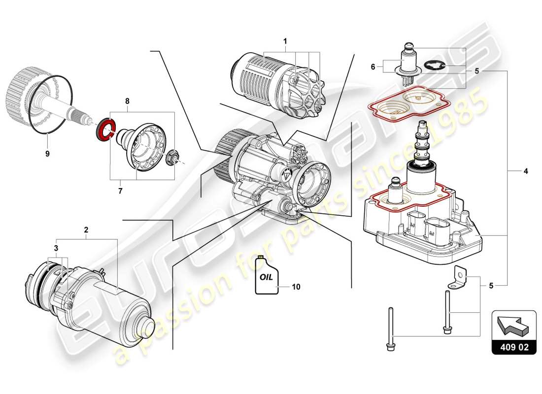 lamborghini 2014 (lp720-4 coupe 50) diagrama de piezas del filtro de aceite