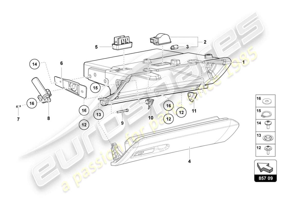 lamborghini 2014 (lp700-4 roadster) guantera diagrama de piezas
