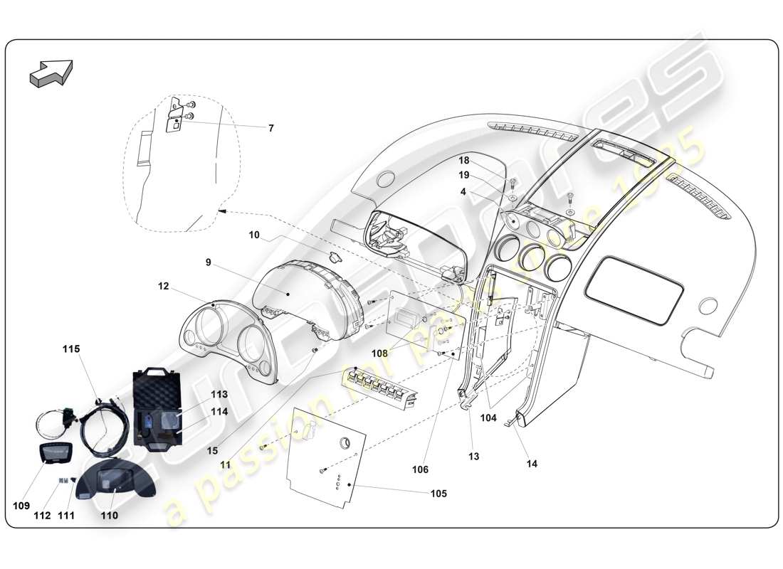lamborghini super trofeo (2009-2014) interior diagrama de piezas