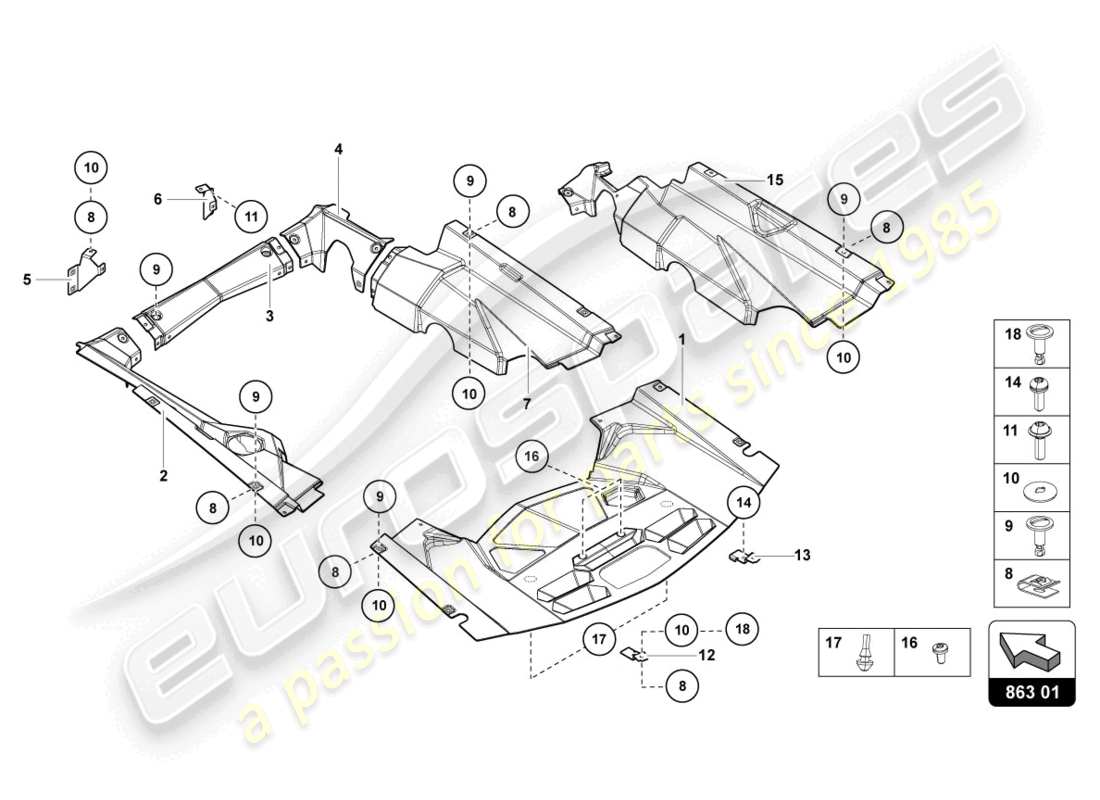 lamborghini 2018 (lp740-4 s roadster) cubiertas diagrama de piezas