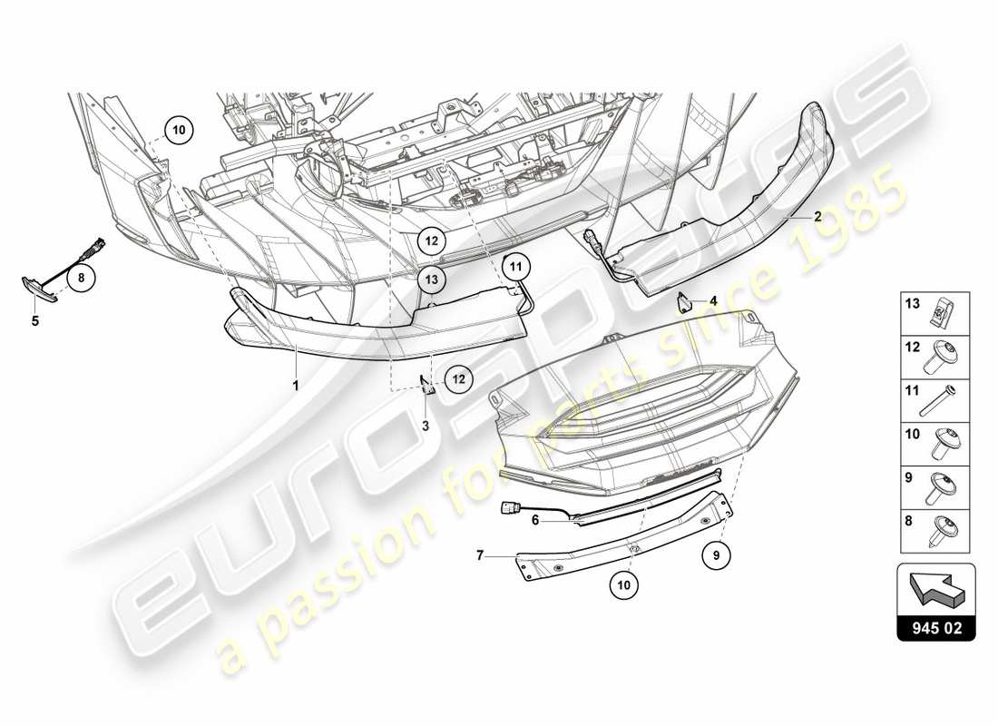 lamborghini centenario roadster (2017) diagrama de piezas de la luz trasera trasera