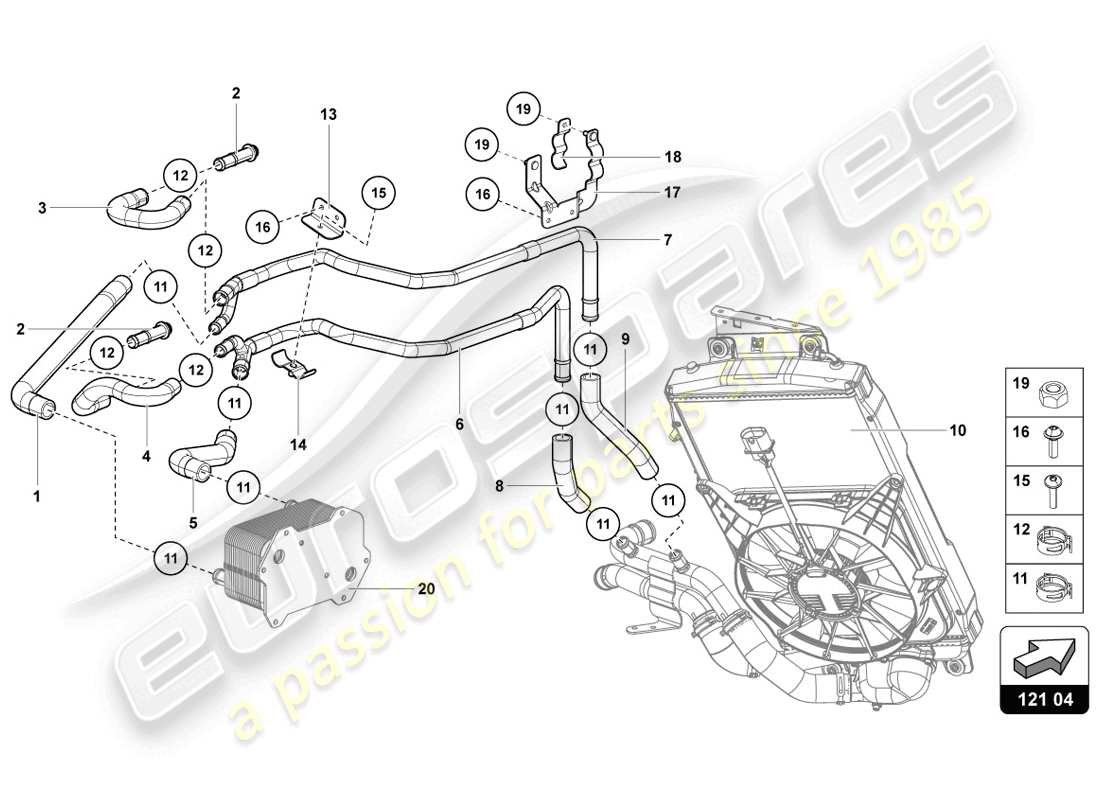 lamborghini lp720-4 coupe 50 (2014) diagrama de piezas del sistema de refrigeración