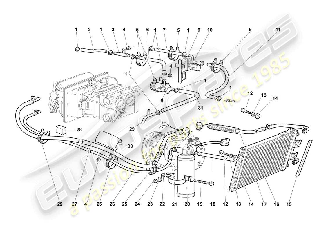 lamborghini murcielago coupe (2002) diagrama de piezas del condensador de a/c