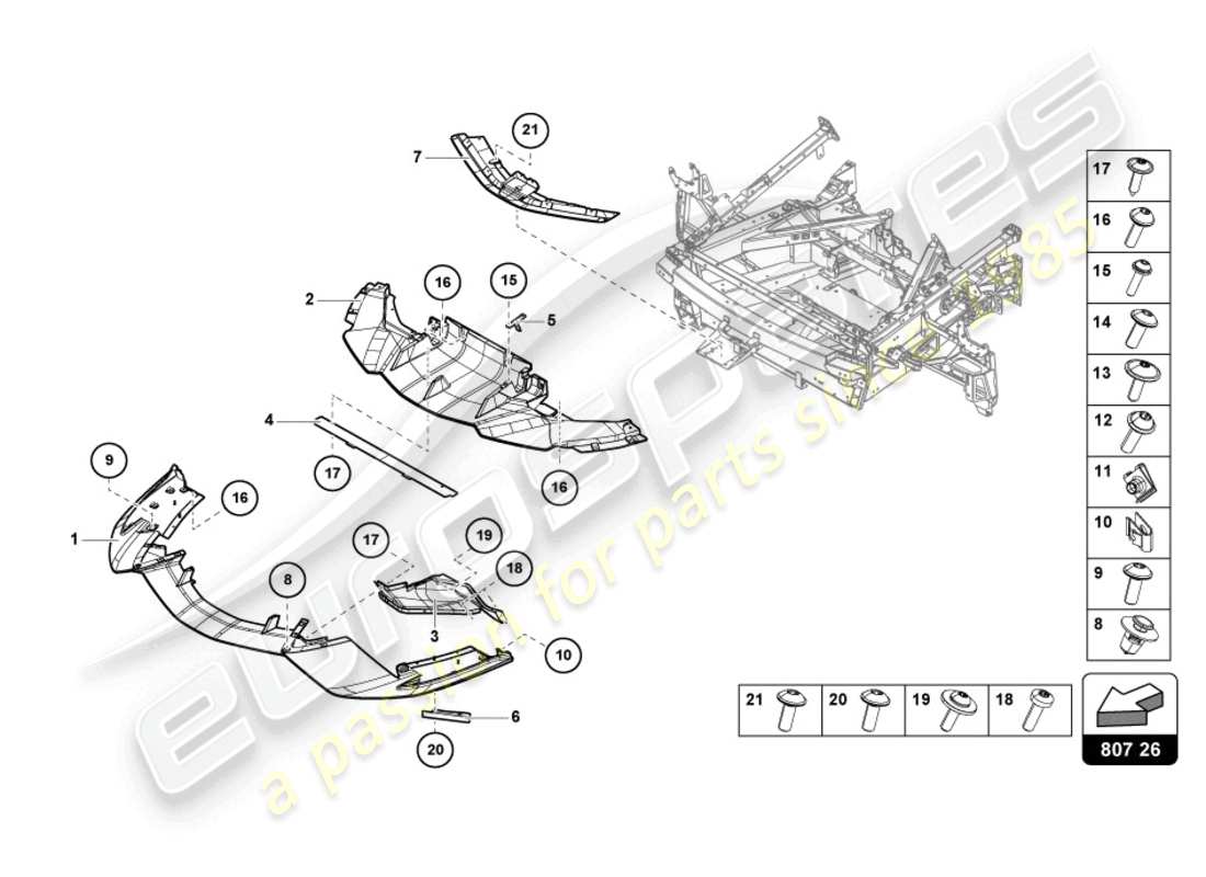 lamborghini sian (2021) parachoques delantero completo diagrama de pieza