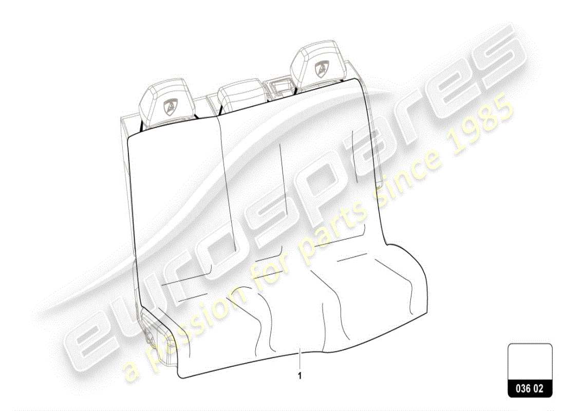 lamborghini urus (accessories) diagrama de piezas de la almohadilla del asiento
