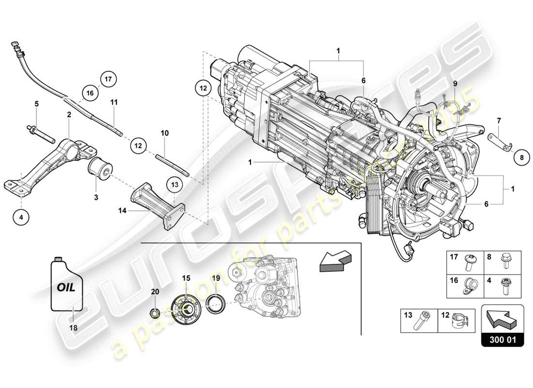 lamborghini 2014 (lp720-4 coupe 50) 7-speed diagrama de piezas de la caja de cambios automática