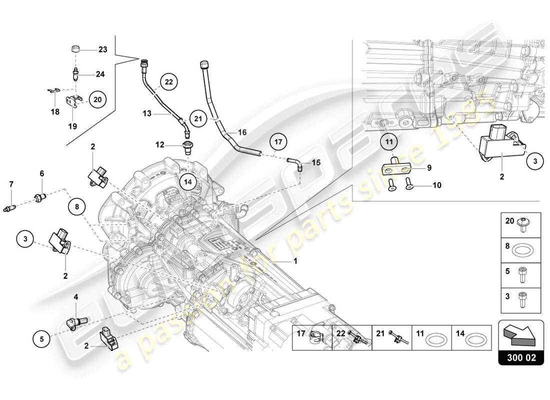 lamborghini 2014 (lp720-4 coupe 50) diagrama de piezas de sensores