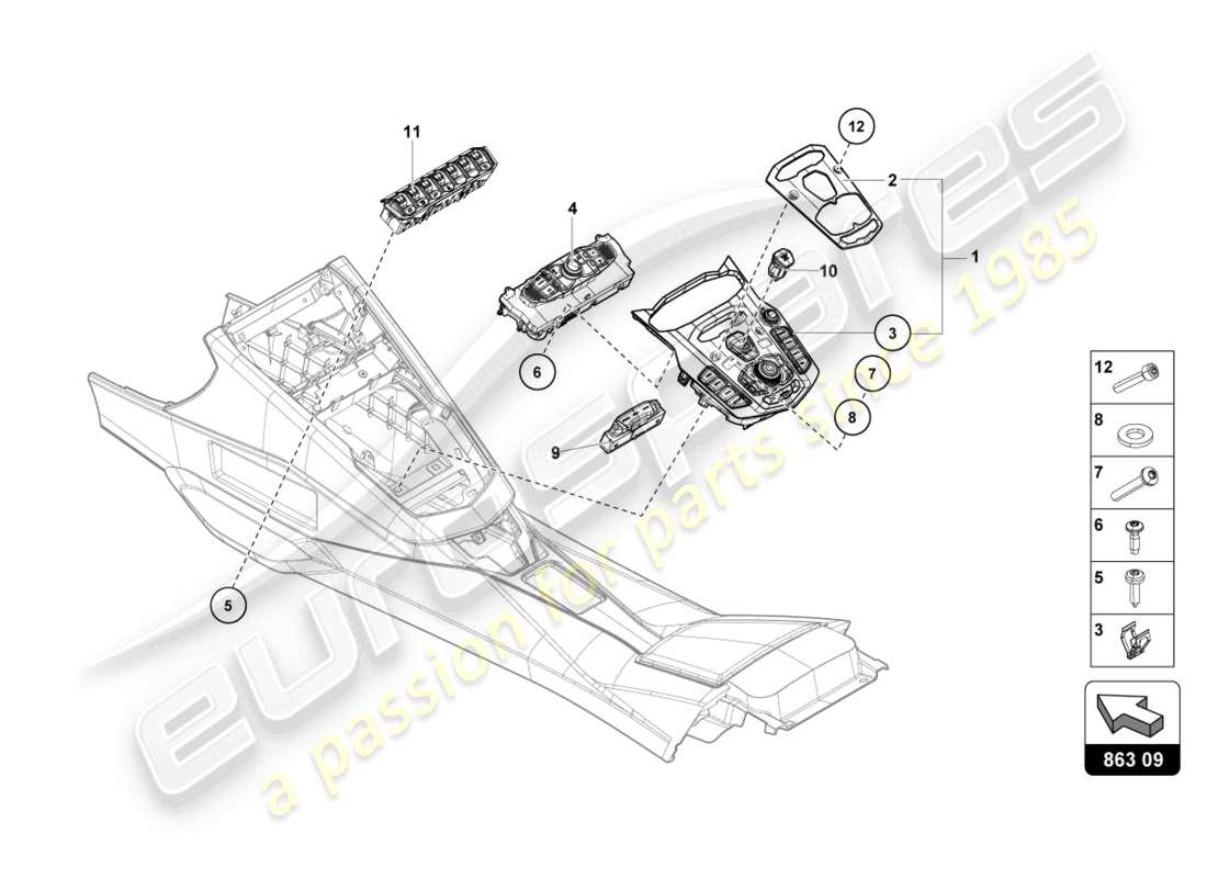 lamborghini 2013 (lp700-4 coupe) diagrama de piezas de la unidad de interrupción