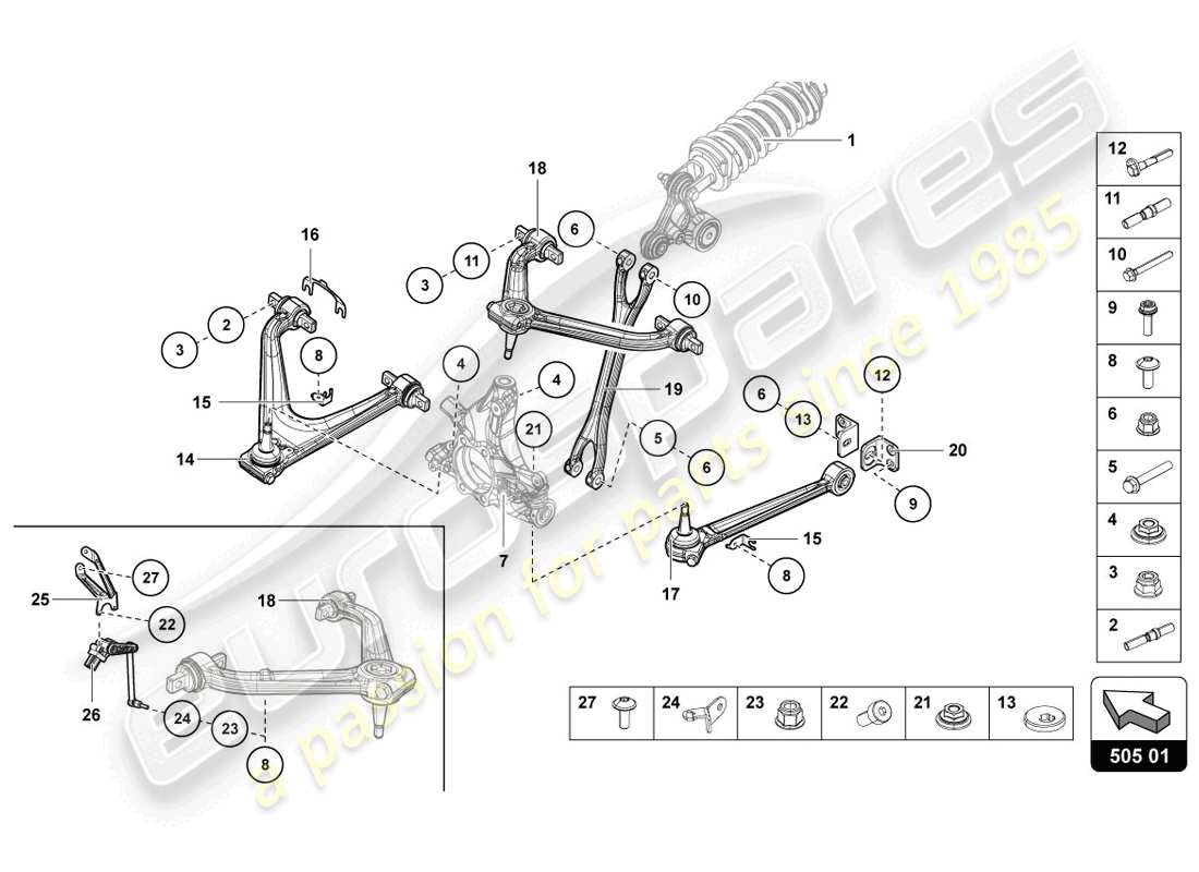 lamborghini 2014 (lp720-4 coupe 50) diagrama de piezas de suspensión