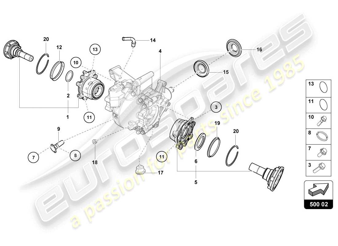 lamborghini lp720-4 coupe 50 (2014) carcasa para diferencial diagrama de pieza