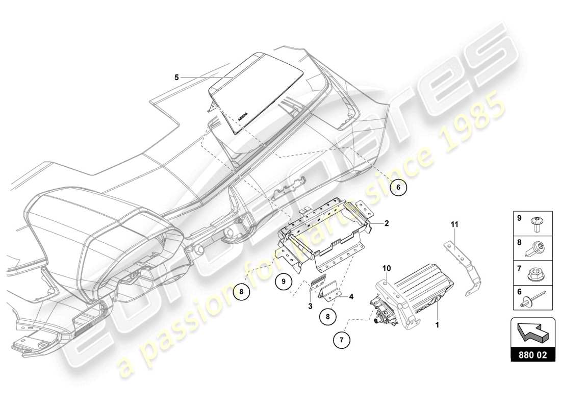 lamborghini 2014 (lp720-4 coupe 50) diagrama de piezas de la unidad de airbag