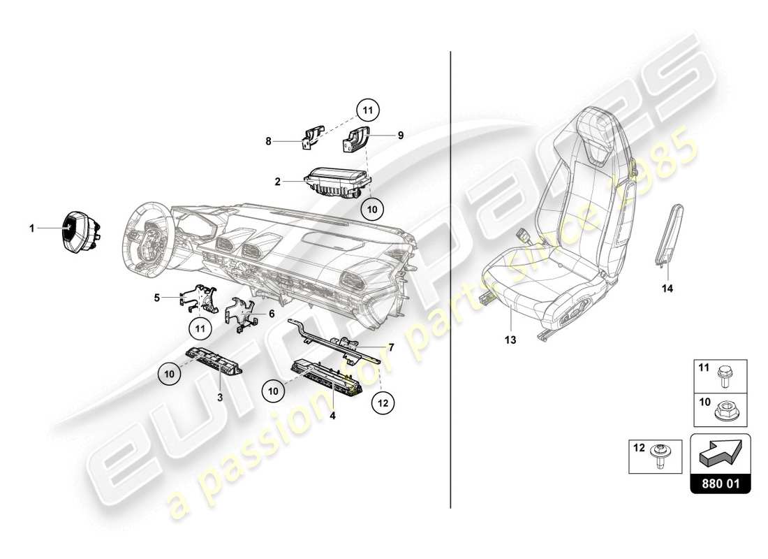 lamborghini lp610-4 coupe (2015) bolsa de aire diagrama de piezas