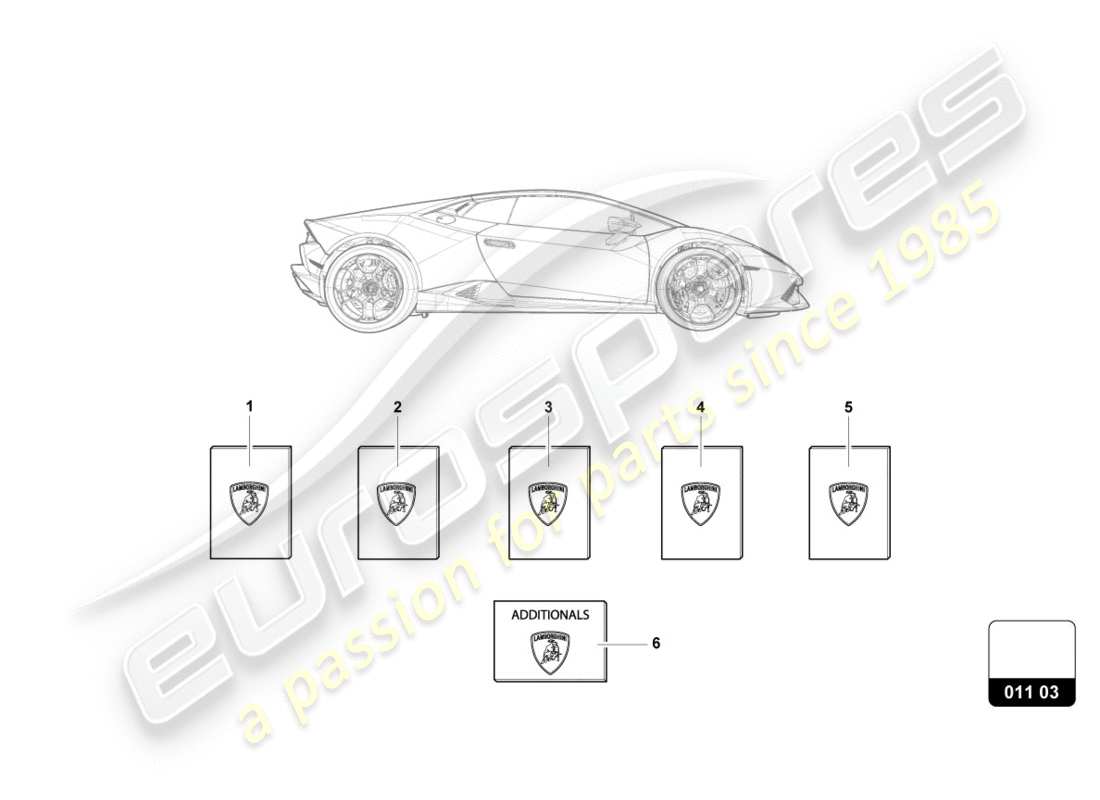 lamborghini lp580-2 spyder (2018) diagrama de piezas de la billetera del vehículo