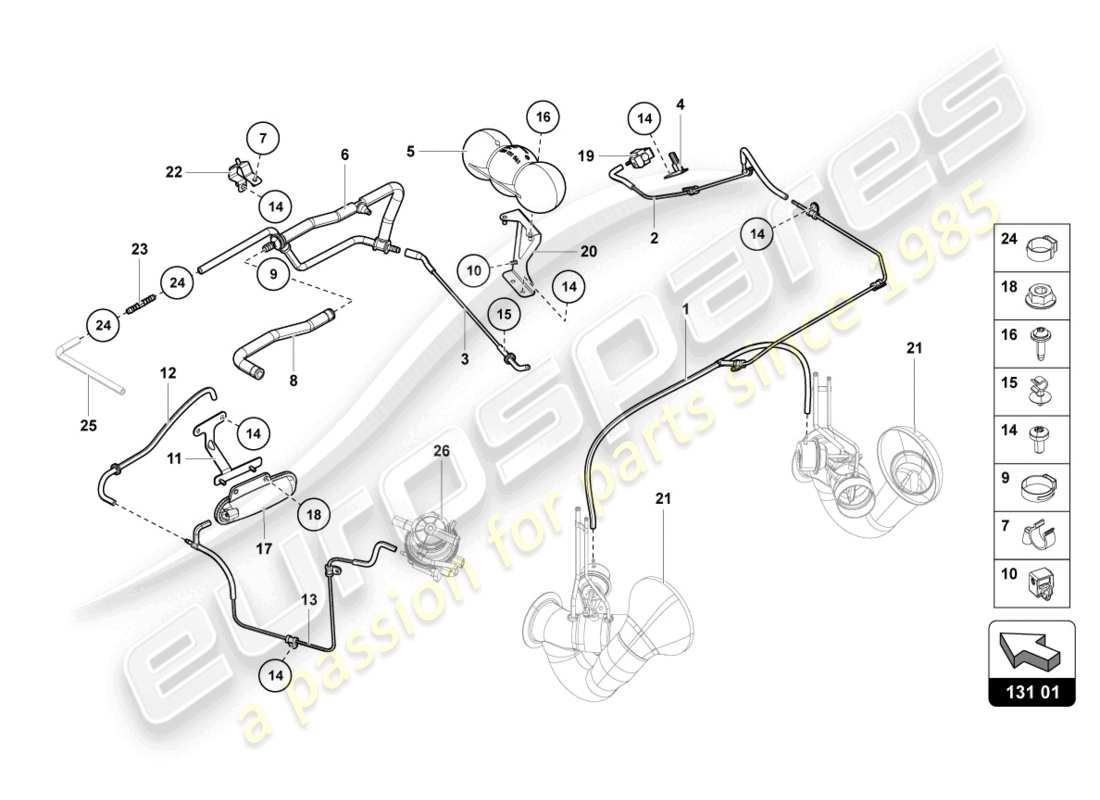 lamborghini 2014 (lp700-4 roadster) diagrama de piezas del sistema de vacío