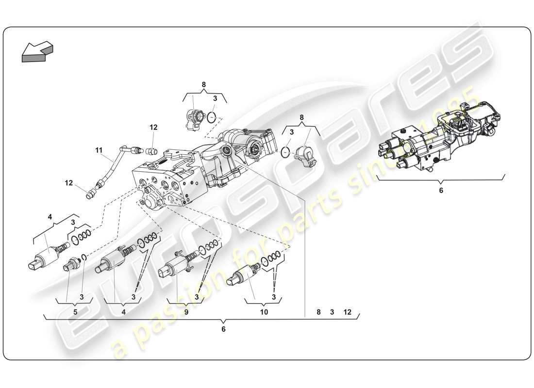 un diagrama de piezas del catálogo de piezas lamborghini super trofeo (2009-2014)