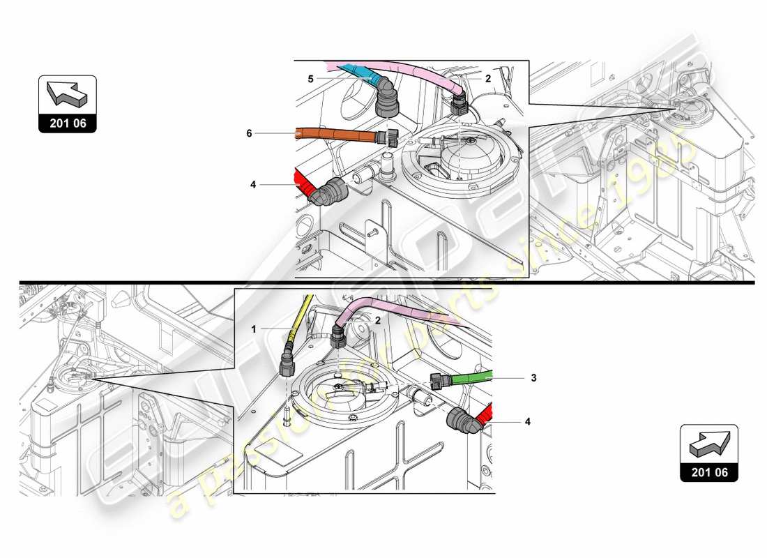 un diagrama de piezas del catálogo de piezas Lamborghini LP700-4 Coupe (2012)