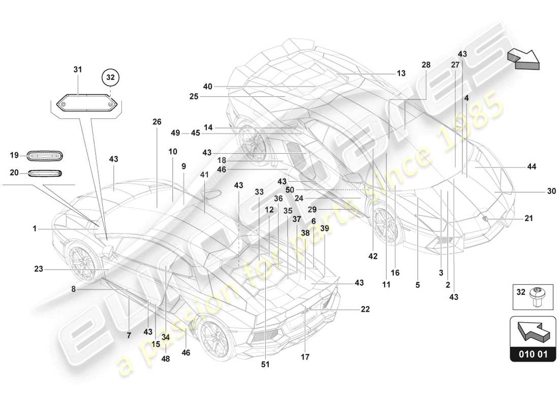 diagrama de pieza que contiene el número de pieza 1c0010332