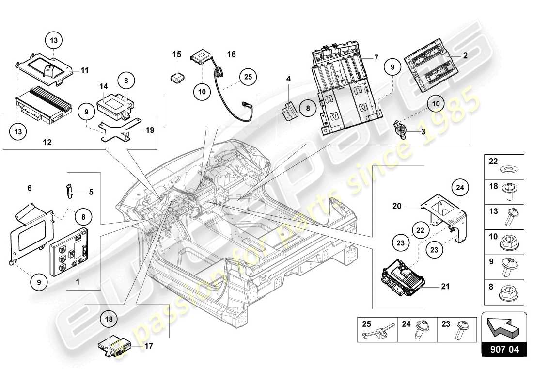 diagrama de pieza que contiene el número de pieza 8k0907063be