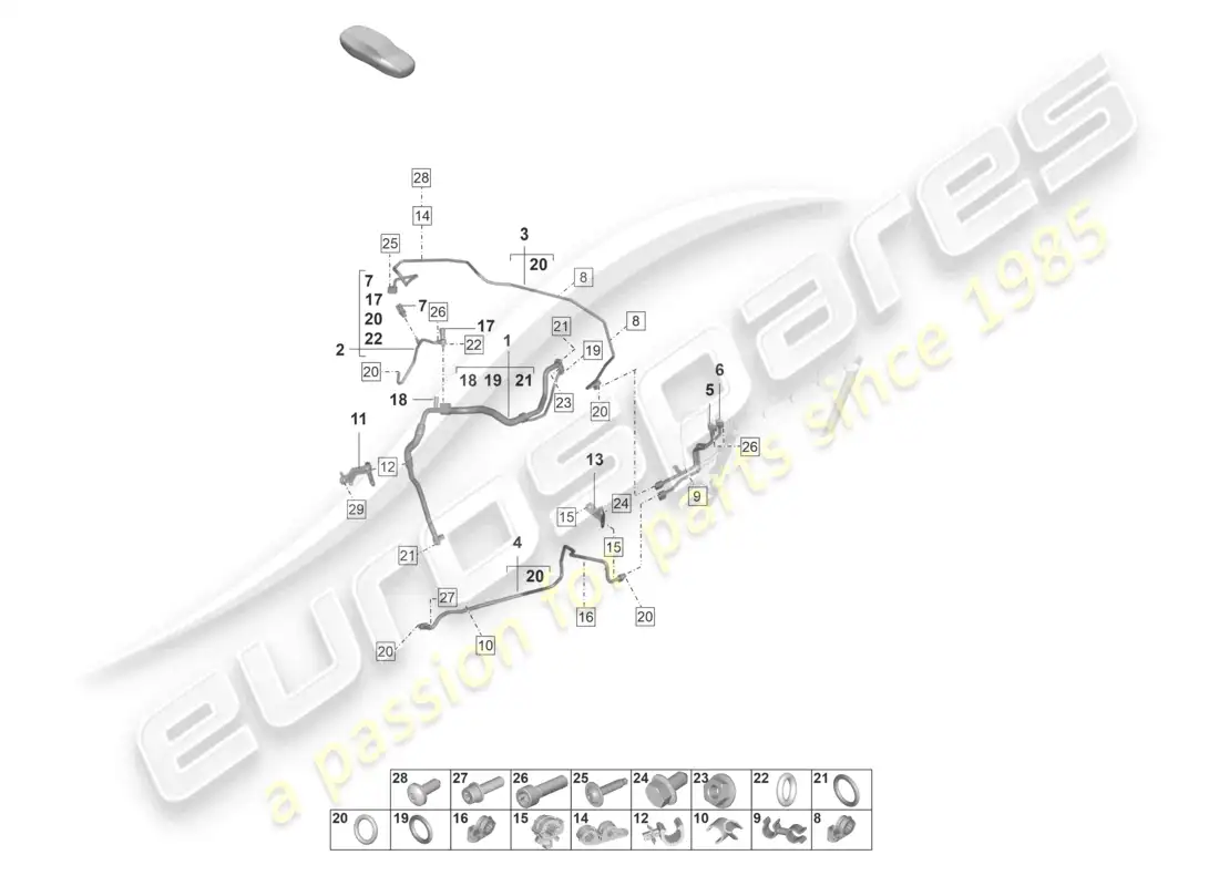 porsche 2022 (992-1 gt3/rs/st) diagrama de piezas del conducto de refrigerante (válvula de expansión >secador) del aire acondicionado rhd