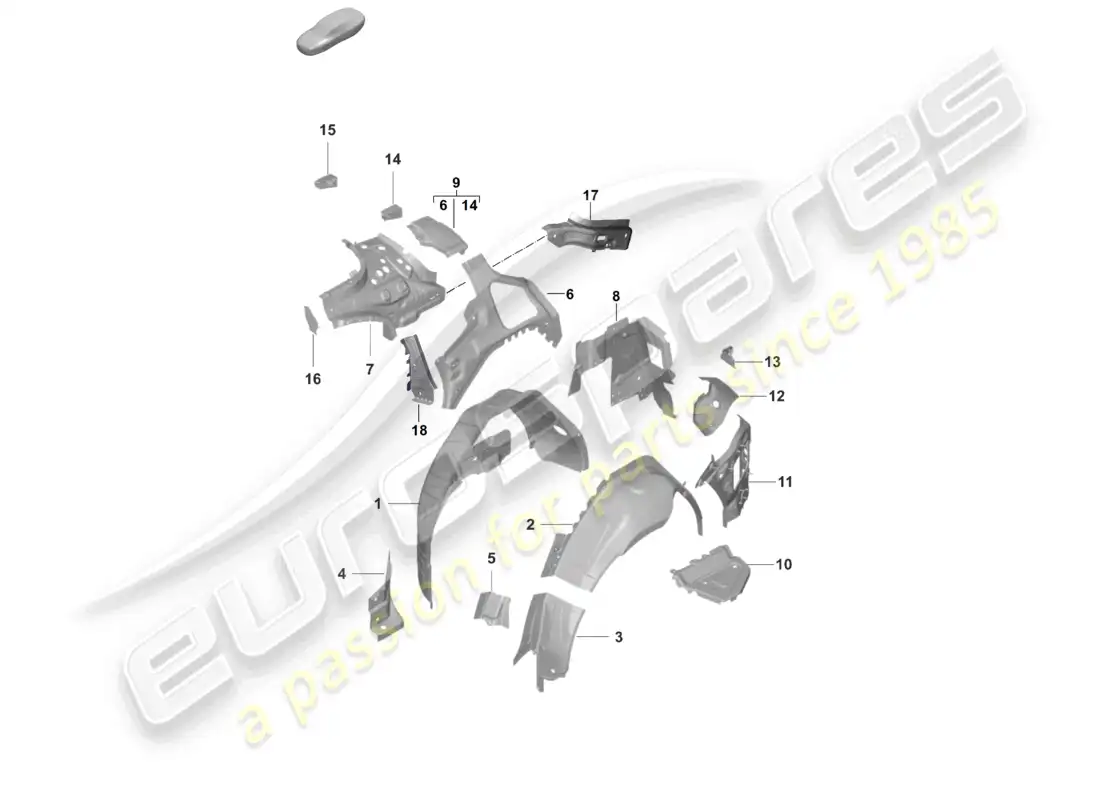 porsche 2023 (taycan 9j1-1) panel lateral, interior trasero diagrama de piezas